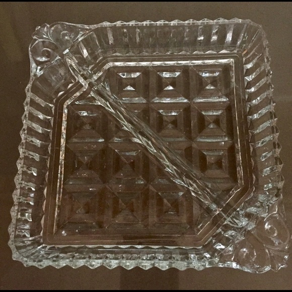 CUT GLASS DIVIDED TRAY - Picture 1 of 3